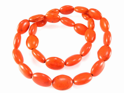 10x14mm Orange Magnesite Puff Oval Beads 15.5" [t537h]