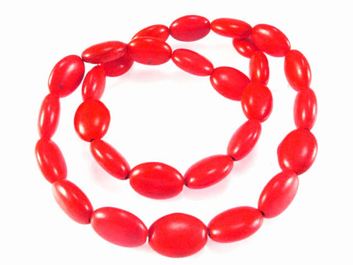 10x14mm Red Magnesite Puff Oval Beads 15.5" [t537r]