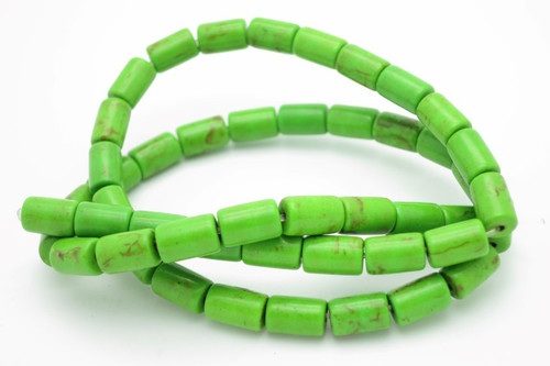 4x4mm Green Magnesite Tube Beads 15.5" [t541g]
