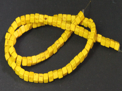 4x4mm Yellow Magnesite cube Beads 15.5" [t542y]