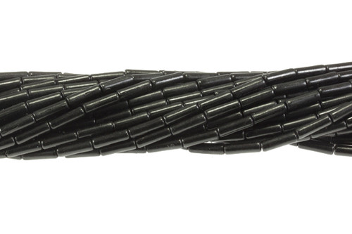 4x13mm Black Magnesite Tube Beads 15.5" [t543k]