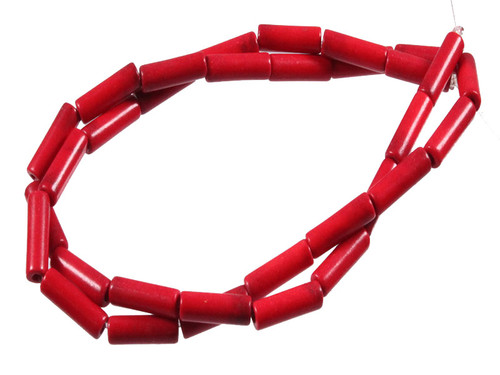 4x13mm Red Magnesite Tube Beads 15.5" [t543r]