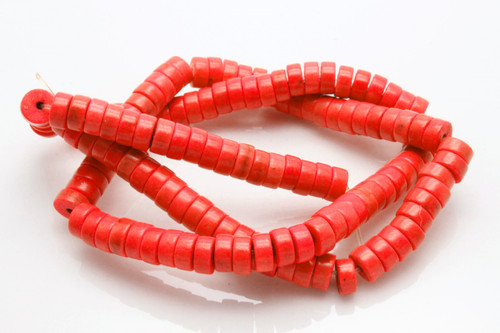 4mm Red Magnesite Heishi Beads 15.5" [t545r]