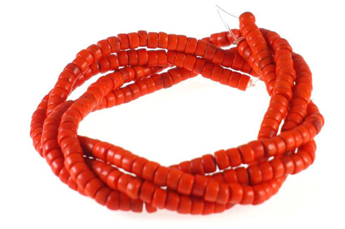 6mm Orange Magnesite Heishi Beads 15.5" [t546h]