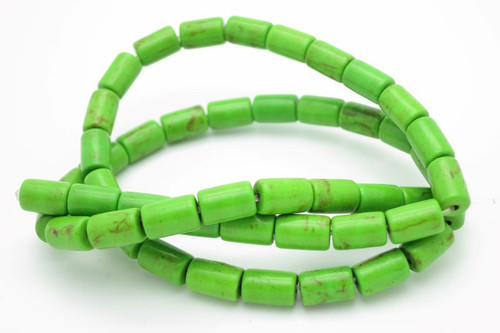 5x8mm Green Magnesite Tube Beads 15.5" [t551g]