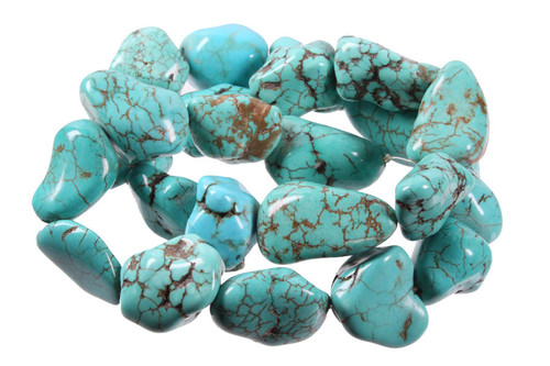 18-20mm Blue Turquoise Nuggets Beads 15.5" stabilized [t9b20]