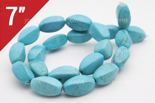 9x18mm Blue Turquoise Twisted Bead 16" [its114]