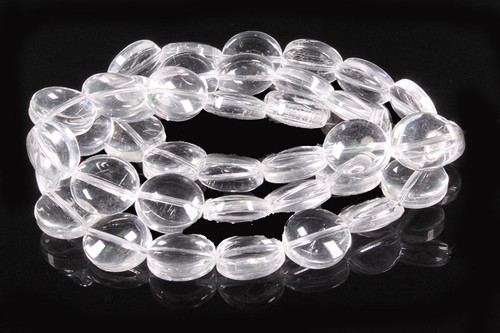 8mm Crystal Puff Coin Beads 15.5" synthetic [u11a5]