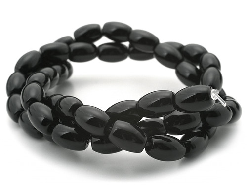 4x6mm Black Onyx Obsidian Rice Beads 15.5" [u72]