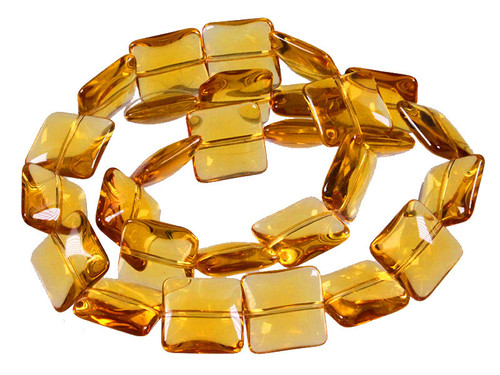 14mm Citrine Puff Square Beads 15.5" synthetic [u83a7]