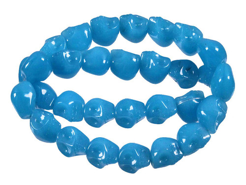 12mm Aqua Quartz Skull Beads 15.5" synthetic [u91a70]