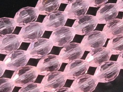 8x12mm Pink Glass Faceted Rice About 35 Bead 15" [uc13a5]