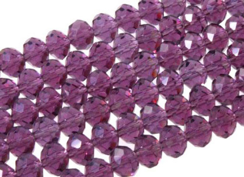 6x4mm Amethyst Glass Faceted Rondelle About 100 Bead 17" [uc2a20]