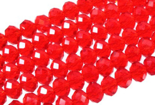 6x4mm Red Glass Faceted Rondelle About 100 Bead 17" [uc2a6]