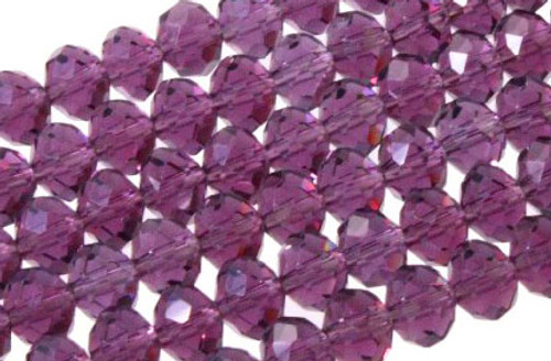 8x6mm Amethyst Glass Faceted Rondelle About 72 Bead 15.5" [uc3a20]