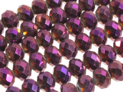 10x8mm Metallic Purple Glass Faceted Rondelle About 35 Bead [uc4b22]