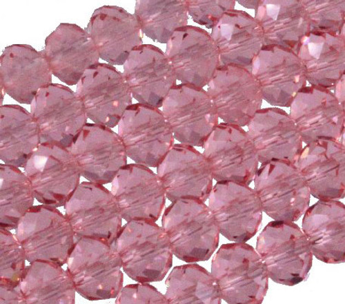 12x8mm Pink Glass Faceted Rondelle About 36 Bead [uc5a5]