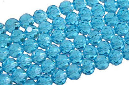4mm Aquamarine Glass Faceted Round About 100 Bead 15" [uc6a26]
