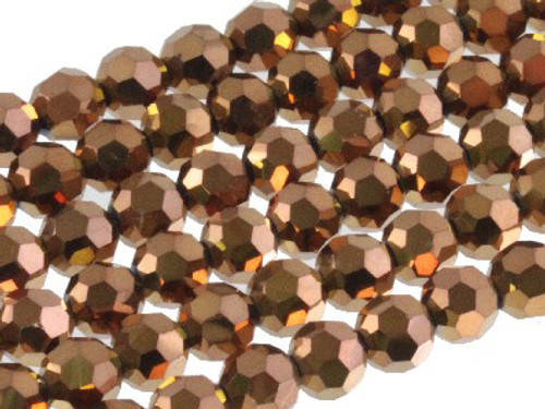 6mm Metallic Gold Glass Faceted Round About 100 Bead 22" [uc7b18]