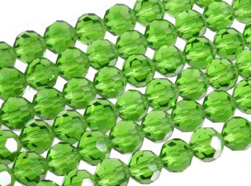 8mm Emerald Glass Faceted Round About 72 Bead 22" [uc8a17]