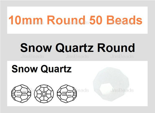 10mm Snow Quartz Faceted Round 50 Beads (Approx.18")