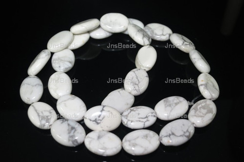 10x14mm White Howlite Oval Beads 15.5"