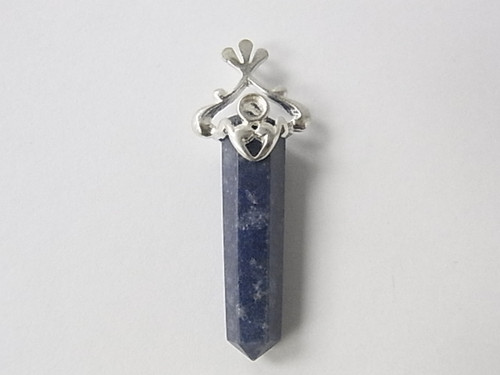 925 Sterling Silver 52mm Lapis Lazuli Healing Crystal Point Pendant [e319]