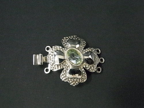 925 Sterling Silver 25mm Faceted Peridot 3 To 5 Row Clasp [e234]