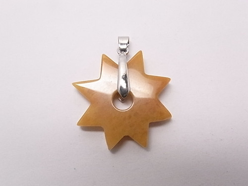 32mm Golden Jade Star Donut Pendant [e140]