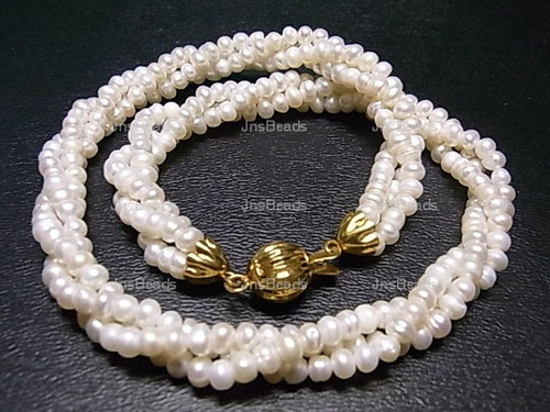 4mm 3-Row Pearl Necklace 18", Best Lustre