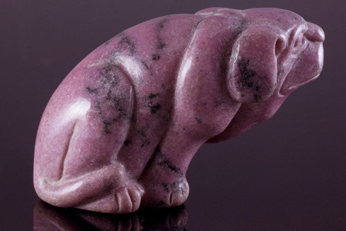 3" Rhodonite Dog Carving Collectible (Measure 75x50x30mm) [yc15]