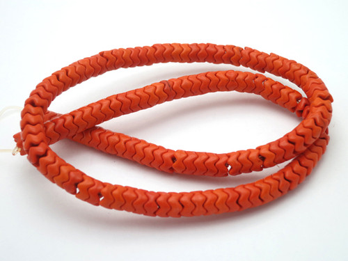 6mm Orange Magnesite Wave Heishi Beads 15.5" [t458h]