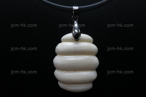 25x32mm Buffalo Bone Carved Designer Bead Pendant [z7090]