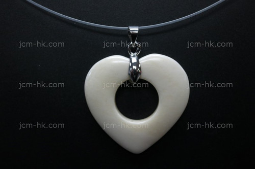 18X50mm Buffalo Bone Heart Designer Bead Pendant [z1462]