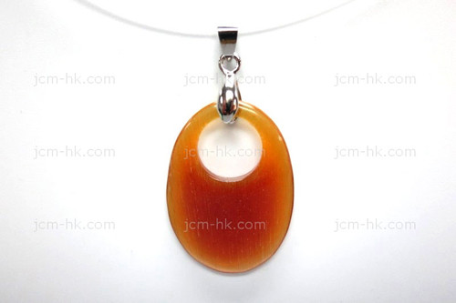 25X35mm Amber Horn Oval Designer Bead Pendant [z1534]