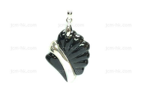 32X40mm Buffalo Horn Carved Designer Bead Pendant With 925 Silver Setting [z1570]