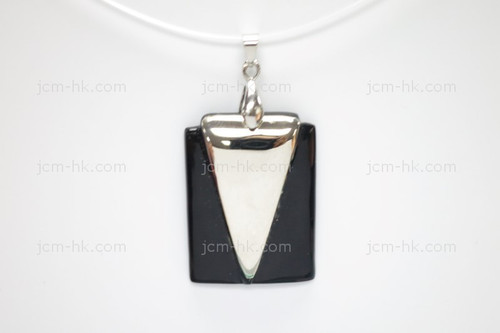 25X35mm Buffalo Horn Designer Bead Pendant With 925 Silver Setting [z1618]