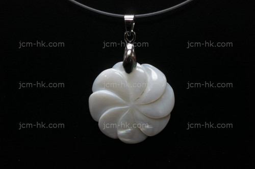 25X25mm Mother Of Pearl Flower Designer Bead Pendant [z1625]