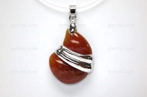 25X32mm Amber Horn Carved Designer Bead Pendant With 925 Silver Setting [z1642]