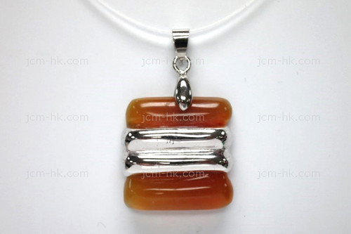 25X25mm Amber Horn Carved Designer Bead Pendant With 925 Silver Setting [z1649]