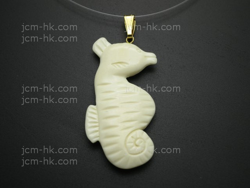 25X48mm Buffalo Bone Sea Horse Designer Bead Pendant [z1683]