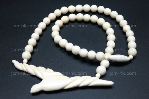 90X28mm Buffalo Bone Seafull Necklace 18" [z1865]