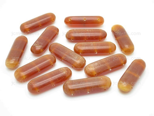 8x10x30mm Amber Horn 3-lines Spacer Beads 5pcs. [z2116]