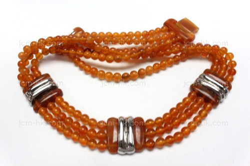 25x25mm Amber Horn with 925 Silver Setting Necklace 18" [z5158]