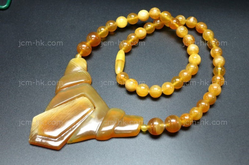 72x65mm Amber Horn Beads Necklace 18" [z5285]