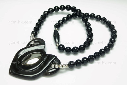 52x52mm Buffalo Horn Necklace 18" with 925 Silver Setting [z5287]