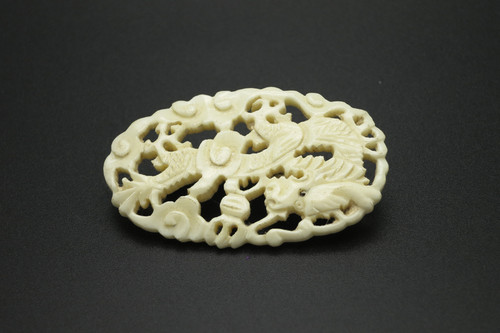 28x48mm Buffalo Bone Dragon Brooch [z5350]