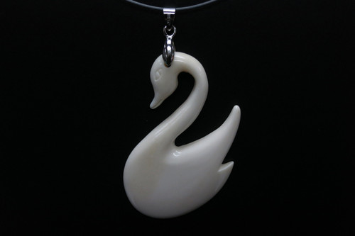 26x68mm Buffalo Bone Swan Designer Bead Pendant [z5433]