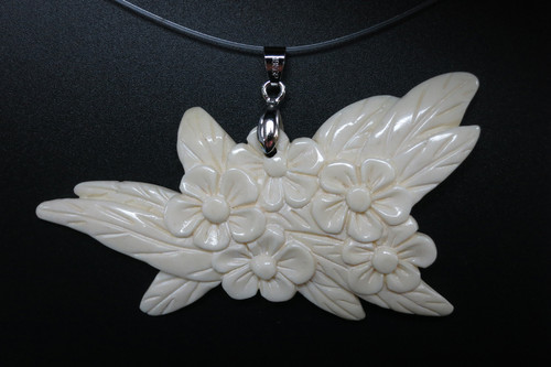 80x42mm Buffalo Bone flower Designer Bead Pendant [z5476]