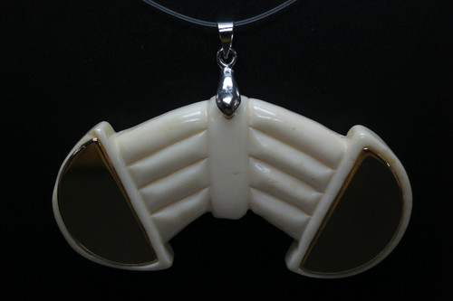 66x30mm Buffalo Bone Designer Bead Pendant with Brass Setting [z5512]